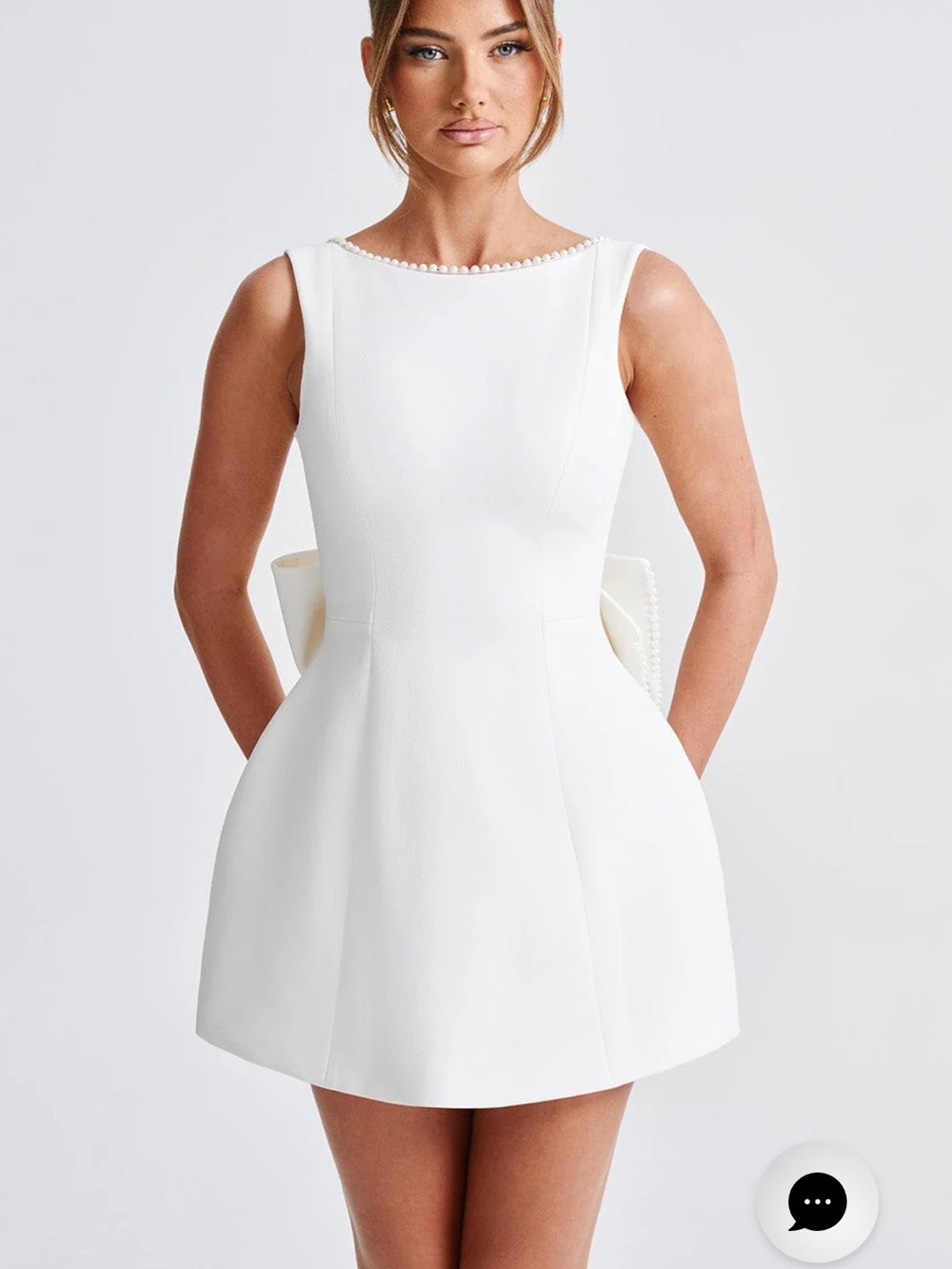 White Sleeveless Mini Dress with Bow Back